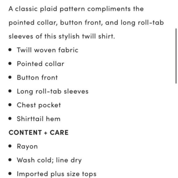 Torrid White Plaid Twill Shirt NWT - Picture 4 of 6